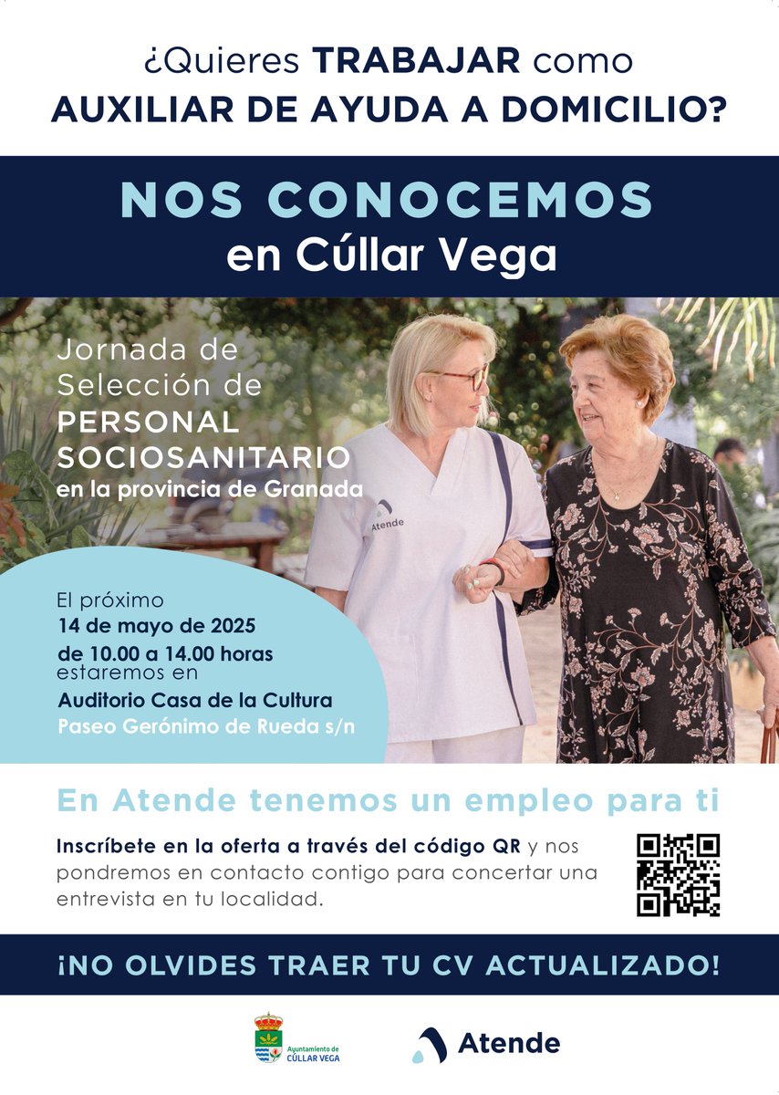 ¡Oportunidades laborales en Granada!

Apunta las siguientes fechas si quieres formar parte del Servicio de Ayuda a Domicilio de la provincia:

 📍12 de mayo: Alhendín
 📍14 de mayo: Cúllar Vega

<a href="/Ayto_Alhendin/">AyuntamientoAlhendín</a> @InfoCullarVega