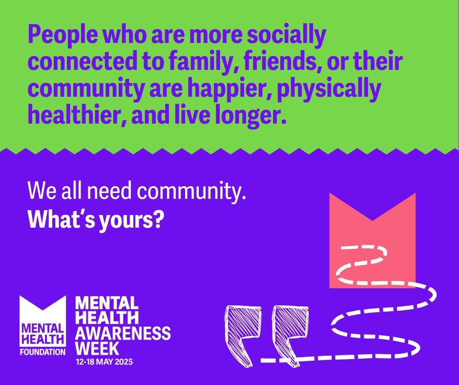 Northern Cancer Alliance (@northerncancer) on Twitter photo This #MentalHealthAwarenessWeek is all about celebrating community, and how it supports our mental health and wellbeing. Communities connect, support, and give us a sense of belonging. Online or in-person, we all need community. <a href="/mentalhealth/">Mental Health Foundation</a>
#ThisIsMyCommunity This #MentalHealthAwarenessWeek is all about celebrating community, and how it supports our mental health and wellbeing. Communities connect, support, and give us a sense of belonging. Online or in-person, we all need community. <a href="/mentalhealth/">Mental Health Foundation</a>
#ThisIsMyCommunity