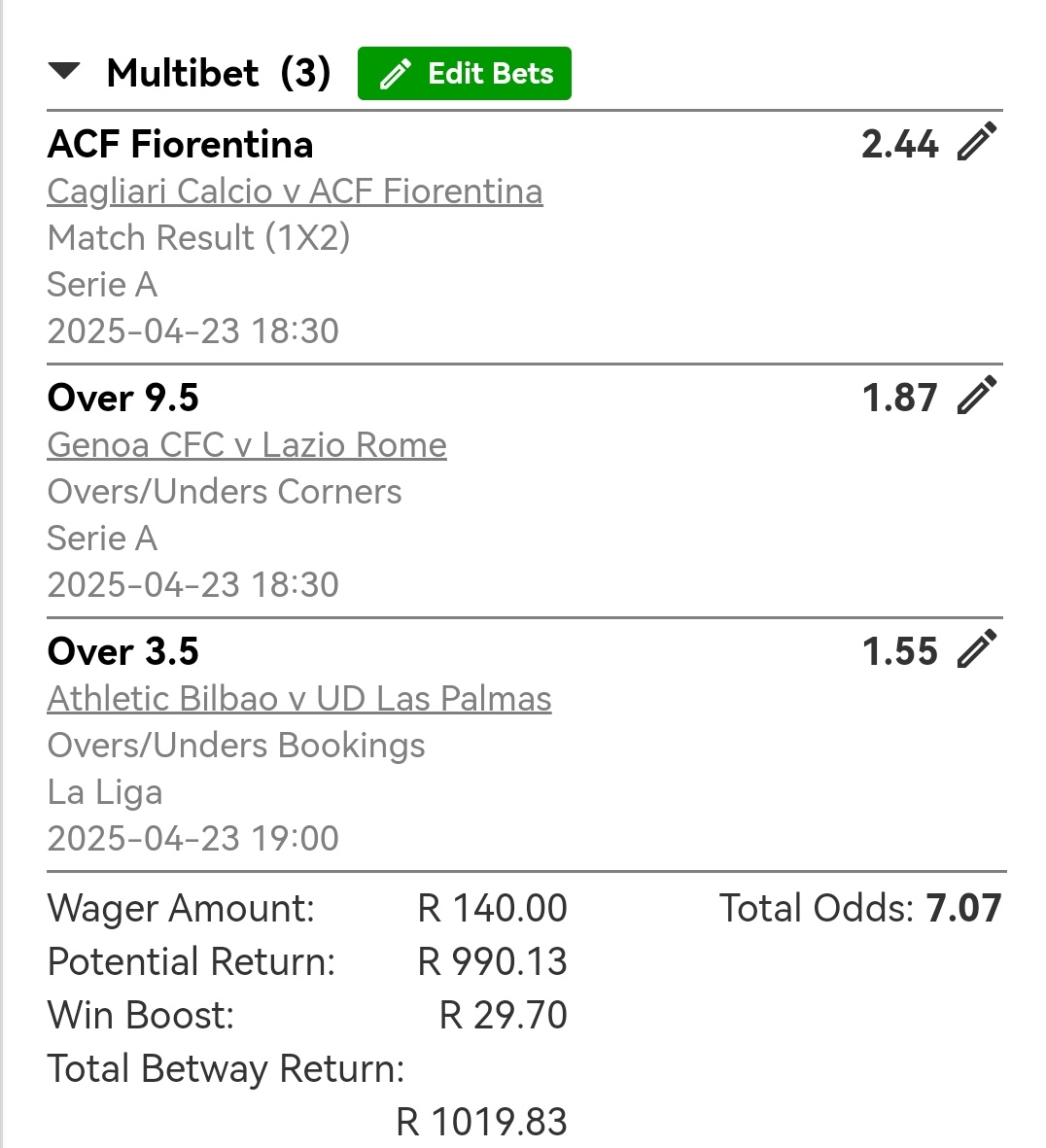 I just placed a bet with Betway. Tap here to copy my bet or search for this booking code in the Multi Bet betslip X97FF0680 betway.co.za/bookabet/X97FF…
<a href="/Betway_za/">Betway ZA</a>
#BETWAY
#Betwaysquad
#Betwaycodes

Kick-off @ 18h30 I Total Odds : 7.07 (3 games?) 

🍏 🍏 🍏

#Worldofpossibilities
