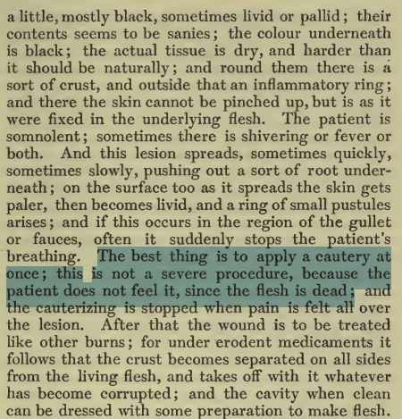 Ian Cook (@iancook321) on Twitter photo @coelacanthusa <a href="/chonkshonk1/">chonkshonk</a> <a href="/Rurouni_Phoenix/">Rurouni_Phoenix</a> Ancient peoples knew that severe burns can cause a loss of sensation. This is actually an everyday experience. From just briefly searching some of the ancient medical texts, I found Aulus Cornelius Celsus writitng about how after burns, flesh can be "dead" and not feel stuff. @coelacanthusa <a href="/chonkshonk1/">chonkshonk</a> <a href="/Rurouni_Phoenix/">Rurouni_Phoenix</a> Ancient peoples knew that severe burns can cause a loss of sensation. This is actually an everyday experience. From just briefly searching some of the ancient medical texts, I found Aulus Cornelius Celsus writitng about how after burns, flesh can be "dead" and not feel stuff.
