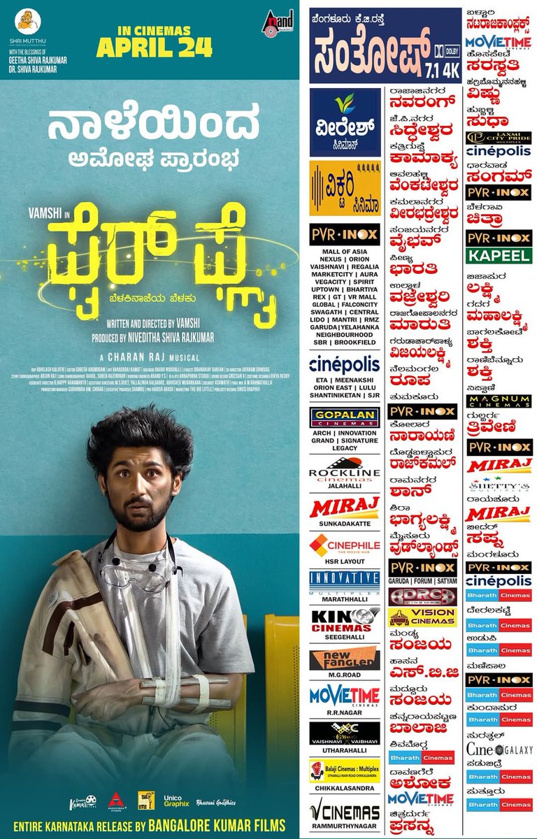 Mango Music Kannada (@mmusickannada) on Twitter photo ನಾಳೆಯಿಂದ ರಾಜ್ಯಾದ್ಯಂತ ನಿಮ್ಮ ಹತ್ತಿರದ ಚಿತ್ರಮಂದಿರಗಳಲ್ಲಿ "ಫೈರ್ ಫ್ಲೈ" ಚಿತ್ರ ಬಿಡುಗಡೆಯಾಗಲಿದೆ 🥳
<a href="/NimmaShivanna/">DrShivaRajkumar</a>
<a href="/NivedithaSrk/">Niveditha Shivarajkumar</a>
#Firefly #FireflyOnApril24th #FireflyTheMovie #VamshiKrishna #CharanRaj #NivedithaShivarajkumar #Shivanna #ShriMutthuCineServices #MangoMusicKannada ನಾಳೆಯಿಂದ ರಾಜ್ಯಾದ್ಯಂತ ನಿಮ್ಮ ಹತ್ತಿರದ ಚಿತ್ರಮಂದಿರಗಳಲ್ಲಿ "ಫೈರ್ ಫ್ಲೈ" ಚಿತ್ರ ಬಿಡುಗಡೆಯಾಗಲಿದೆ 🥳
<a href="/NimmaShivanna/">DrShivaRajkumar</a>
<a href="/NivedithaSrk/">Niveditha Shivarajkumar</a>
#Firefly #FireflyOnApril24th #FireflyTheMovie #VamshiKrishna #CharanRaj #NivedithaShivarajkumar #Shivanna #ShriMutthuCineServices #MangoMusicKannada