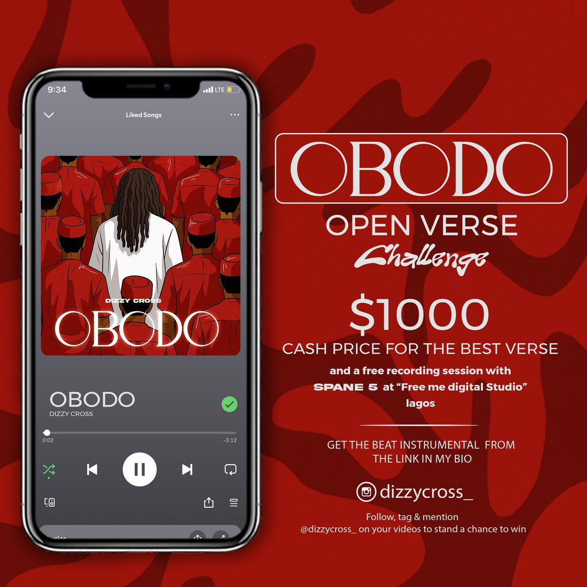 OPEN VERSE CHALLENGE - OBODO
Think you got what it takes? Jump on the Obodo beat and show us your flavor!
Winner gets $1000 cash + a recording session with @spane5
The open verse beat is in my bio — go grab it!
Tag me and use #ObodoOpenVerse to enter.
Wishing you the best of luck