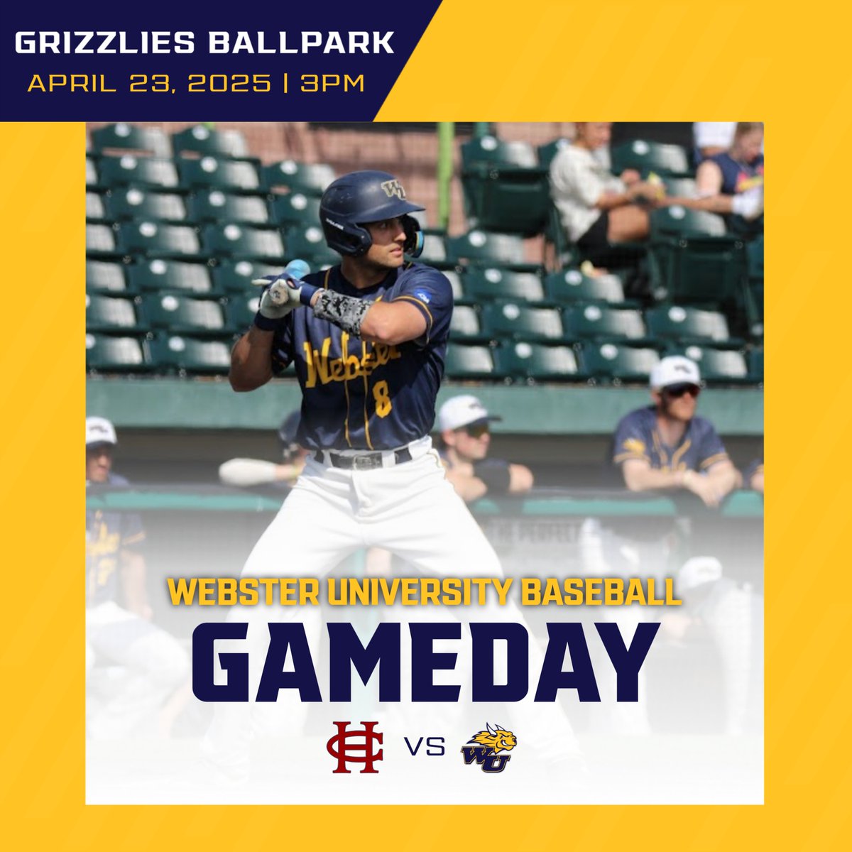BSB | The Webster University baseball team continues non-conference play hosting Hanover College at 3PM in Sauget, Illinois.

⏰ - 3PM
📈 - websterathletics.com/sidearmstats/b…
📺 - youtube.com/@Gorloks