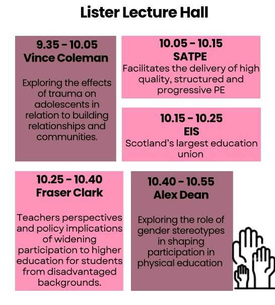 Pe4Conference's tweet image. One week to go until we host our in-person conference!
Please note that due to exams being held in the same venue, we ask you to be in the lecture hall for 9:25am.
Let us know which presentations you're looking forward to!🥳