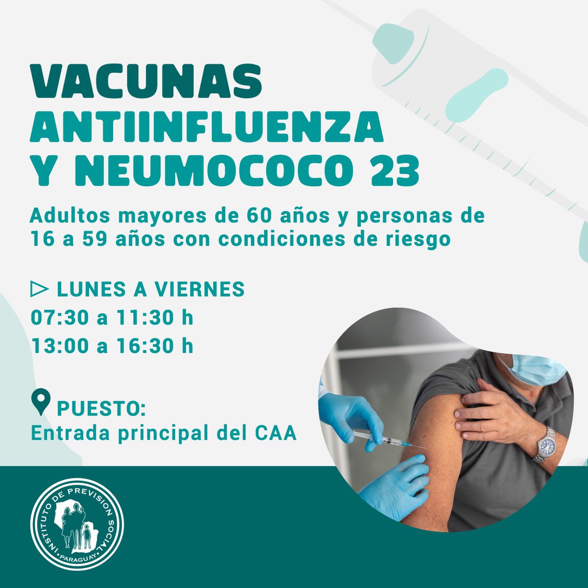 ¡Vacunación en el CAA para grandes y chicos!
Protegé a los más peques y a los adultos con la vacuna antineumocócica y contra la influenza💉