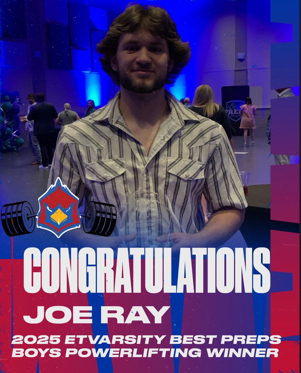 Congratulations to our very own Joe Ray 💪🏻 for winning Boys Powerlifting athlete of the year, ETVarsity Best Preps! 💙❤️💙

#BendingBarsBreakingPRs 🔵🔴🏋🏻‍♂️