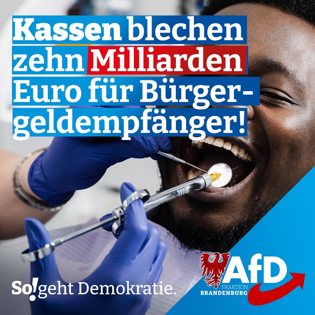 erdbeerbuegler's tweet photo. Krankenkassen hauen zehn Milliarden Euro für Bürgergeld-Empfänger raus

Die Krankenkassenbeiträge steigen weiter, die Leistungen werden aber weniger. Kein Wunder, denn gesetzlich Versicherte zahlen fleißig mit für immer mehr Bürgergeldempfänger. Zehn Milliarden Euro sind es mittlerweile pro Jahr, die für Leute im Leistungsbezug rausgehauen werden! Von denen hat napp die Hälfte keine deutsche Staatsangehörigkeit, fast zwei Drittel haben Migrationshintergrund. 

„Die Beitragszahler blechen mittlerweile bis zu 1200 Euro im Monat und bekommen dafür immer weniger Leistung“, sagt die gesundheitspolitische Sprecherin der AfD-Fraktion, Dr. Daniela Oeynhausen (https://t.co/1JHzOfvQmj). Sie fordert, dass der Staat die Kosten trägt und nicht die Krankenversicherungen. „Wir müssen die Fleißigen vor immer neuen Belastungen schützen. Was wir brauchen, sind Strukturreformen im Gesundheitswesen und eine auskömmliche Finanzierung versicherungsfremder Leistungen durch den Staat.“ Dieser müsse zudem aufhören, die Massenmigration weiter anzuheizen.

https://t.co/A1LAVYLIfd