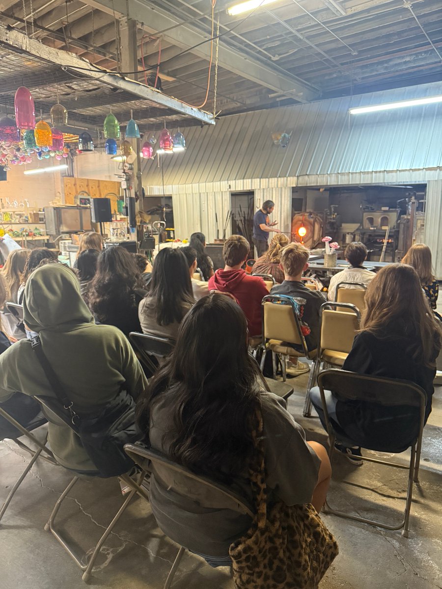 Falcon art students got a chance to watch a glass blowing demonstration while at the EMC Art Show at Hot Shops in Omaha today. The EMC Art Show featured student pieces from all 11 EMC schools.