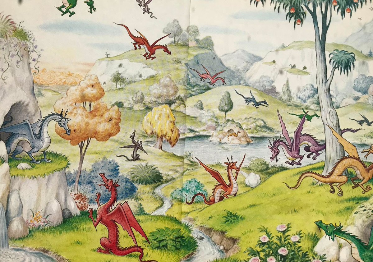 jacquishaw74's tweet photo. It’s #stgeorgesday2025 and my favourite Rupert Bear endpaper from 1983 💛 #rupertbear https://t.co/bt8641xCr6