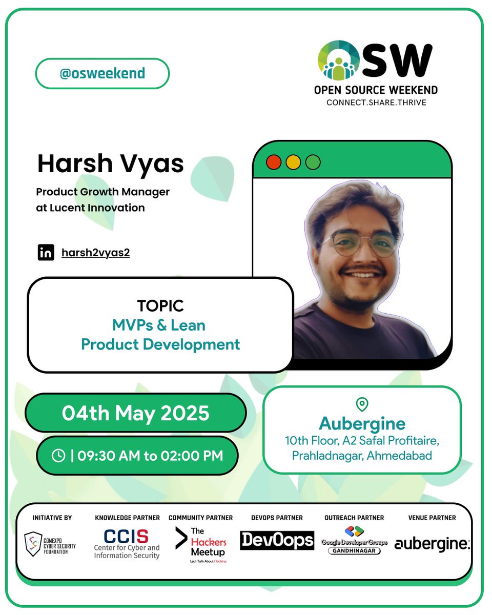 Open Source Weekend (@osweekend) on Twitter photo "Product Collective Community Meetup" is Talk series to connect dynamic people from community where product managers, designers, founders
Parth Kothari
🗓️04/05/2025
⏰09.30 AM to 02.00 PM
📍<a href="/auberginetweets/">Aubergine Solutions</a> ,Ahmedabad
Register now: lu.ma/7x6rq275 "Product Collective Community Meetup" is Talk series to connect dynamic people from community where product managers, designers, founders
Parth Kothari
🗓️04/05/2025
⏰09.30 AM to 02.00 PM
📍<a href="/auberginetweets/">Aubergine Solutions</a> ,Ahmedabad
Register now: lu.ma/7x6rq275
