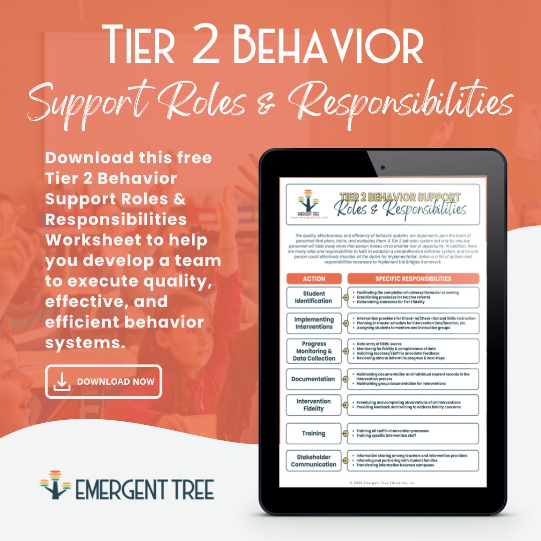 EmergentTree's tweet image. 🚨 Building a strong Tier 2 Behavior Support Team? Grab our FREE Roles &amp;amp; Responsibilities Worksheet to clarify roles, boost collaboration, and make your systems more effective. 👉 hubs.ly/Q03j1R110

#MTSSB #MTSSBehavior #BehaviorSupport #Tier2 #EducationFramework