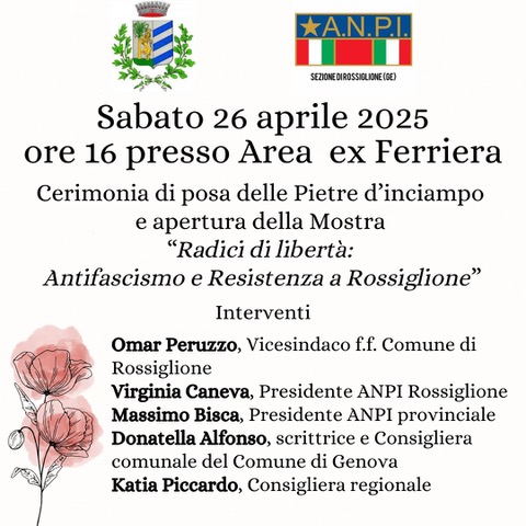 donatellalfonso's tweet photo. Sabato 26 vi aspetto a Rossiglione per la posa delle pietre d'inciampo, perché è sempre il #25Aprile https://t.co/XeZVrrxdg5
