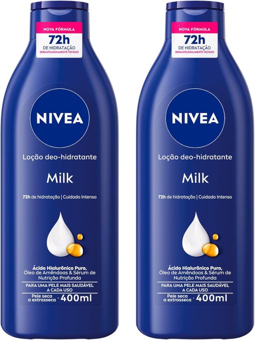 NIVEA Kit Loção Hidratante Milk Pele Seca a Extrasseca 400ml (40% OFF na 2ª unidade)