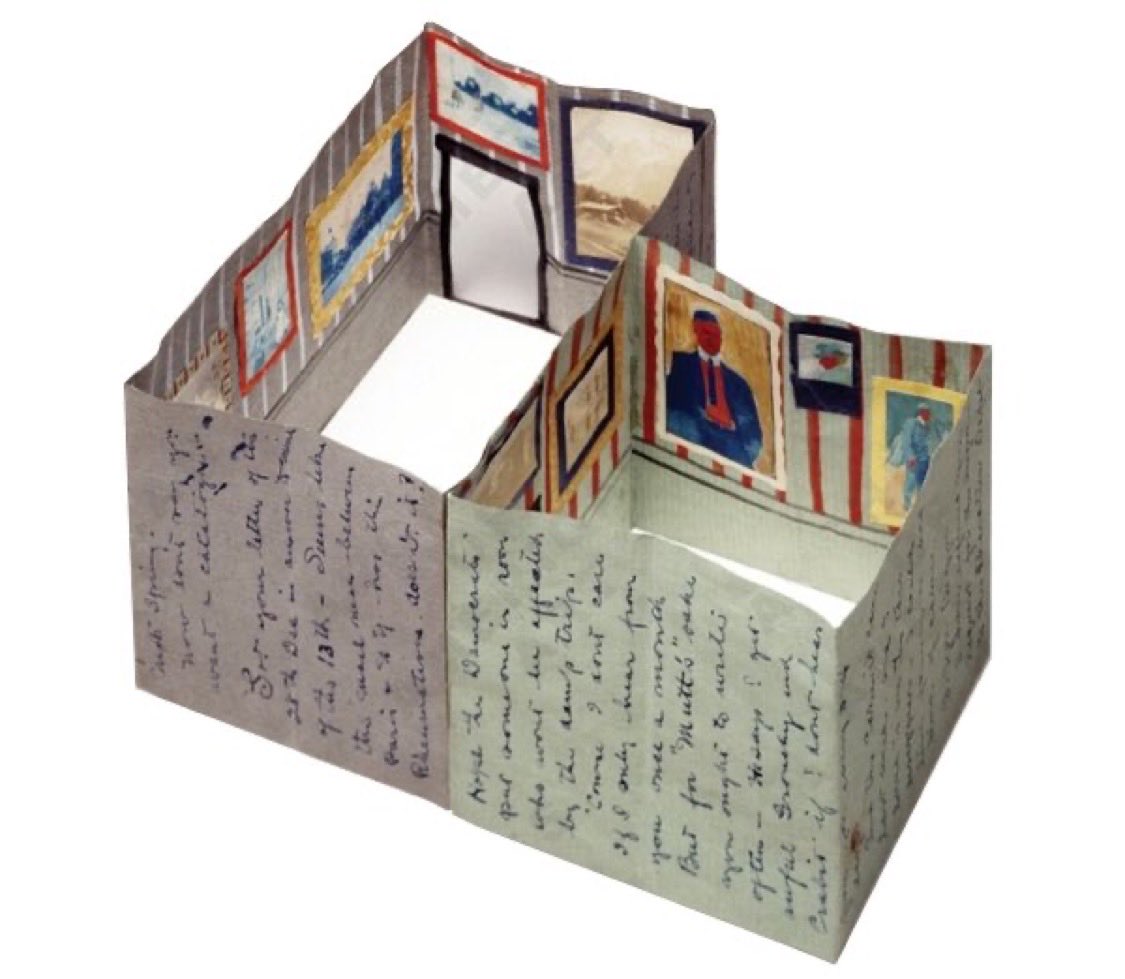 love letter from 1913 that opens up to form an art gallery