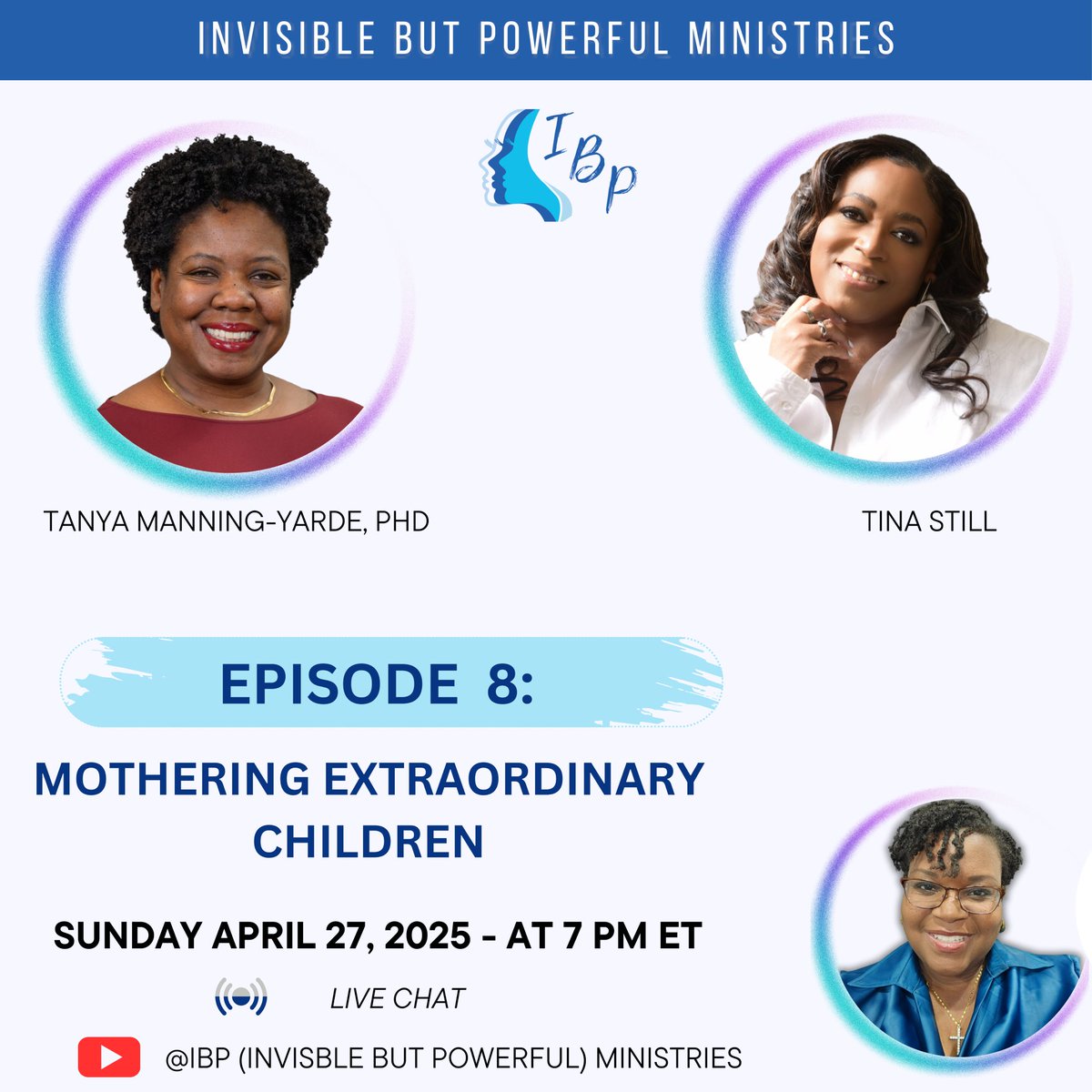 This Sunday at 7PM EST, I’ll be part of a special #AutismAwareness Month event on #YouTube. I shared what raising a child with autism has taught and stretched in me—and the moments that changed me. Grateful to join Tina Small, another incredible mother. 

Join us + share.