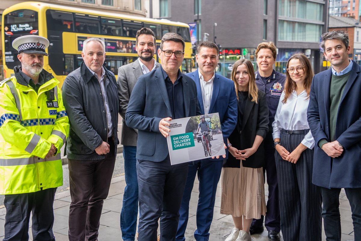 Mayor of Greater Manchester (@mayorofgm) on Twitter photo The GM Food Delivery Charter has been signed by <a href="/Deliveroo/">Deliveroo</a>, <a href="/JustEatUK/">Just Eat UK</a>, <a href="/UberEats/">Uber Eats</a>, <a href="/greatermcr/">Greater Manchester Combined Authority</a>, <a href="/BeeNetwork/">Bee Network</a>, <a href="/gmpolice/">Greater Manchester Police</a> & <a href="/manchesterfire/">Greater Manchester Fire & Rescue Service</a>. This collaborative work sets out industry safety standards for food delivery riders and is an important step toward improving road safety. The GM Food Delivery Charter has been signed by <a href="/Deliveroo/">Deliveroo</a>, <a href="/JustEatUK/">Just Eat UK</a>, <a href="/UberEats/">Uber Eats</a>, <a href="/greatermcr/">Greater Manchester Combined Authority</a>, <a href="/BeeNetwork/">Bee Network</a>, <a href="/gmpolice/">Greater Manchester Police</a> & <a href="/manchesterfire/">Greater Manchester Fire & Rescue Service</a>. This collaborative work sets out industry safety standards for food delivery riders and is an important step toward improving road safety.