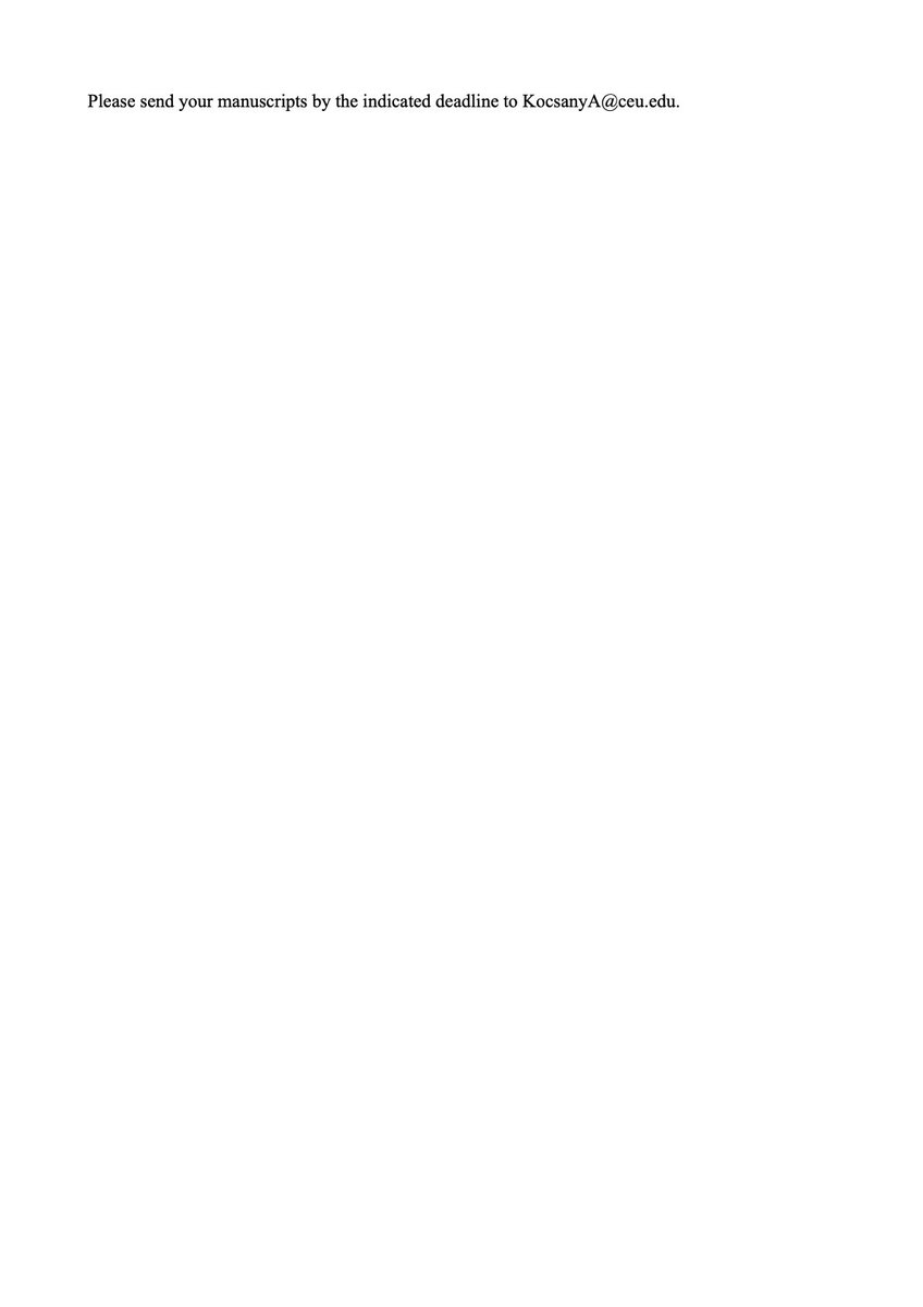 Announcing a re-opening for our CfP for our Special Issue Publication “Climate Disinformation: European and Global Perspectives”
 
July 2026 release 
Deadline for submissions: End of June 2025

Please send to KocsanyA@ceu.edu
See details in attached flyer