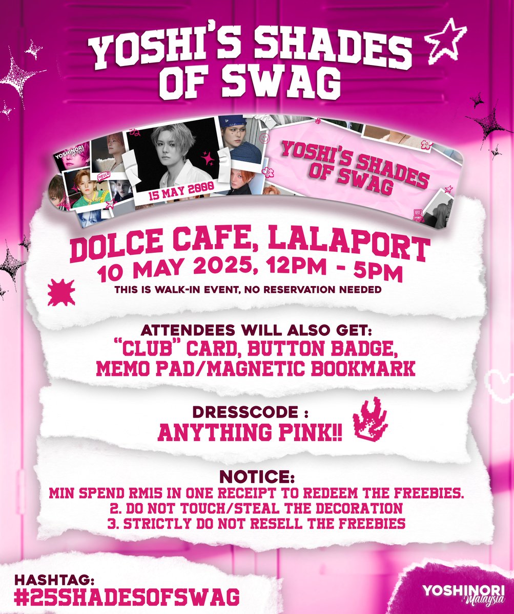 MY Teume~🩷

✨You're Invited to Our Fabulous Cupsleeve Event✨

Rock your best PINK outfit and shine bright at our PINK PARTY CLUB! 💖

📅 10th May | 📍 Dolce Cafe, Lalaport

See you there!💃🌸😍✨
#YOSHI #25SHADESOFSWAG <a href="/treasuremembers/">TREASURE</a>