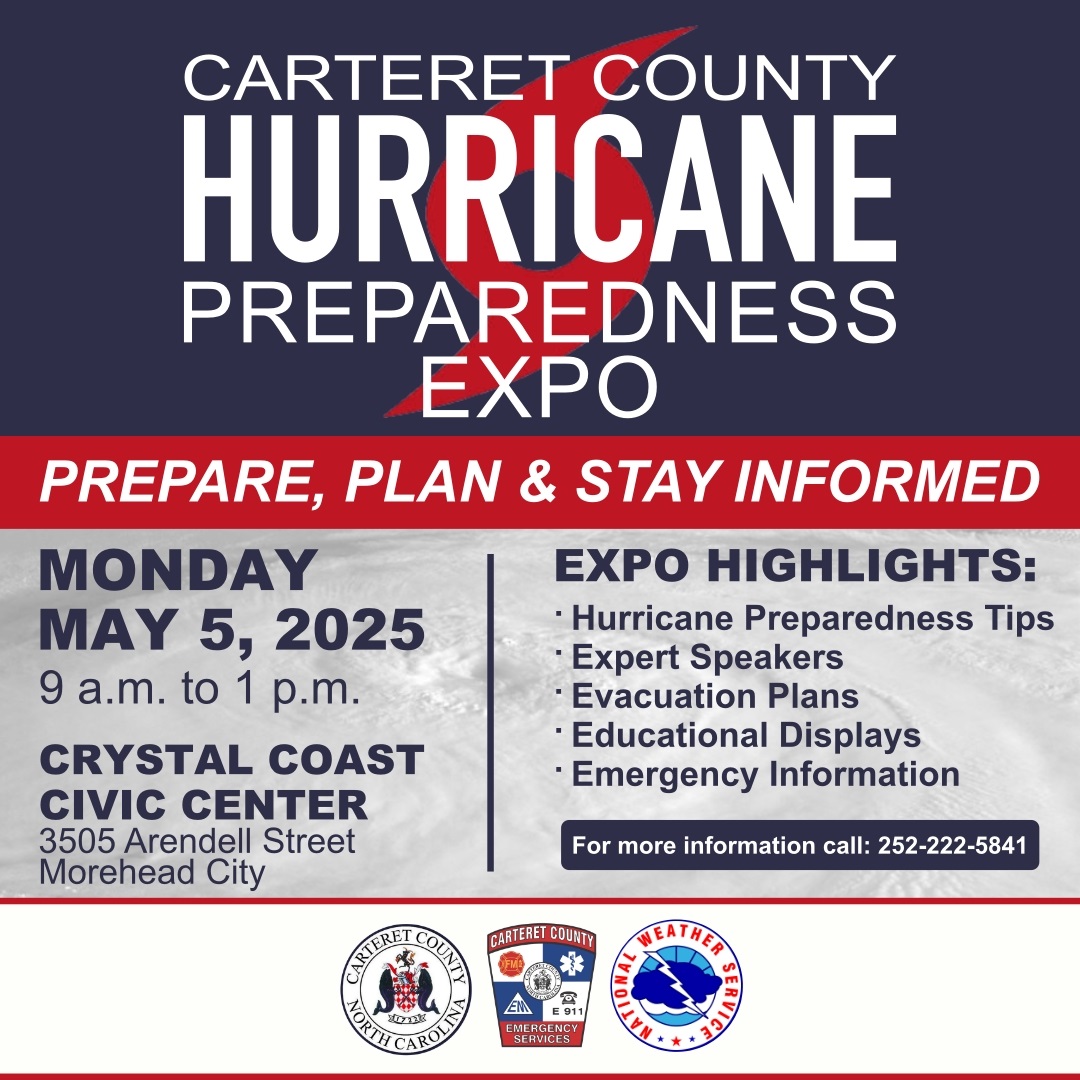 NCORR (@ncorr_gov) on Twitter photo 🗓️ SAVE THE DATE: Carteret County Hurricane Preparedness Expo!
Hosted by the Carteret Long Term Recovery Alliance and <a href="/CarteretCoGov/">Carteret County Gov</a> Emergency Services, the expo is a chance to obtain important information and resources for staying prepared during hurricane season. 🌀🌊 🗓️ SAVE THE DATE: Carteret County Hurricane Preparedness Expo!
Hosted by the Carteret Long Term Recovery Alliance and <a href="/CarteretCoGov/">Carteret County Gov</a> Emergency Services, the expo is a chance to obtain important information and resources for staying prepared during hurricane season. 🌀🌊