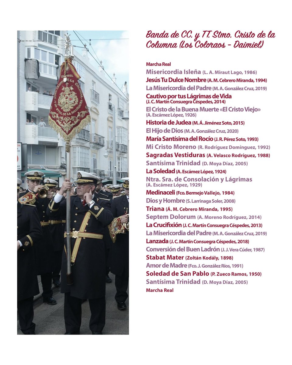 MedinaceliSfdo's tweet photo. LUNES SANTO 2025 | MARCHAS INTERPRETADAS 

Os compartimos el listado de marchas interpretadas del repertorio previsto por @bandacoloraos tras Jesús Cautivo y Rescatado; y la @BMGerena tras el palio de María Santísima de la Trinidad, el pasado Lunes Santo 2025. https://t.co/TBDdr1jK3h