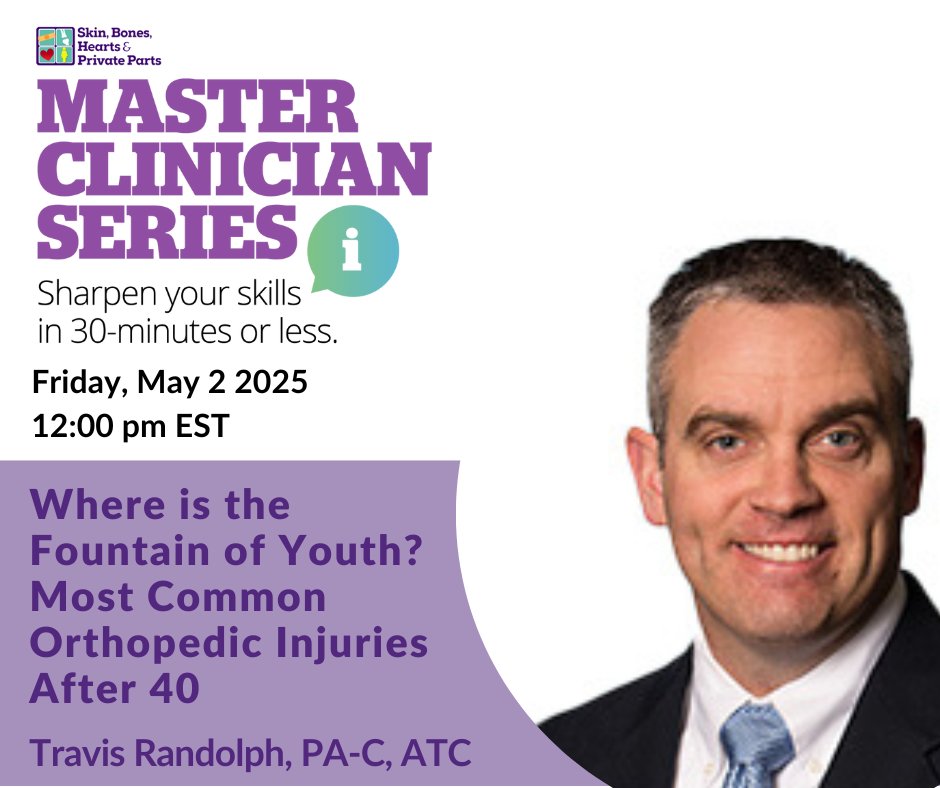 SkinBonesCME's tweet photo. Join us for May’s MCS! 
Don’t miss out as Travis Randolph, PA-C, ATC takes the stage for an insightful session!

Register now and be part of the conversation! 
👉 https://t.co/CIYPV8h1wB
#SBHPP #CME #MedicalConference #Healthcare https://t.co/cDTOKQYk4K