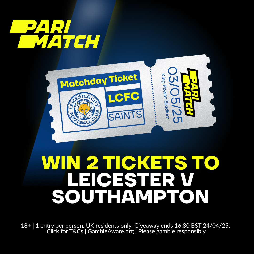 ParimatchUK's tweet photo. Win a pair of tickets to Leicester City v Southampton! 🎟️

To enter:
📲 Follow @ParimatchUK
👍 Like this post
🔁 Retweet this post

T&amp;Cs apply.

#LCFC