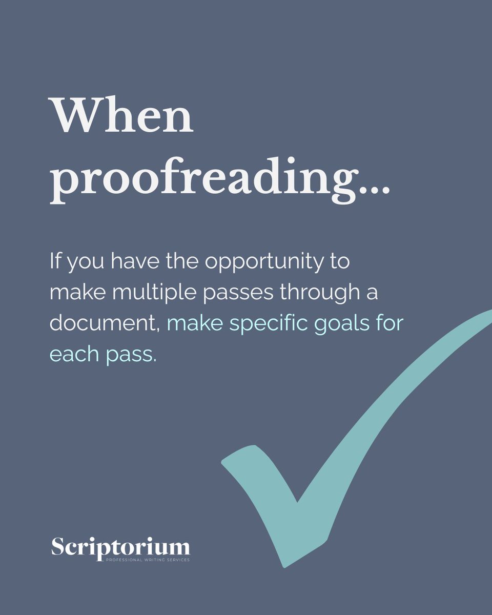 This technique can help you focus on finding mistakes that could be missed without specifically looking for them.

#TechnicalWriting #Scriptorium #TechWriter #Editing #WritingTips #WritingAdvice #WritingProblems #ProfessionalWriting #Proofreading #GrammarTip