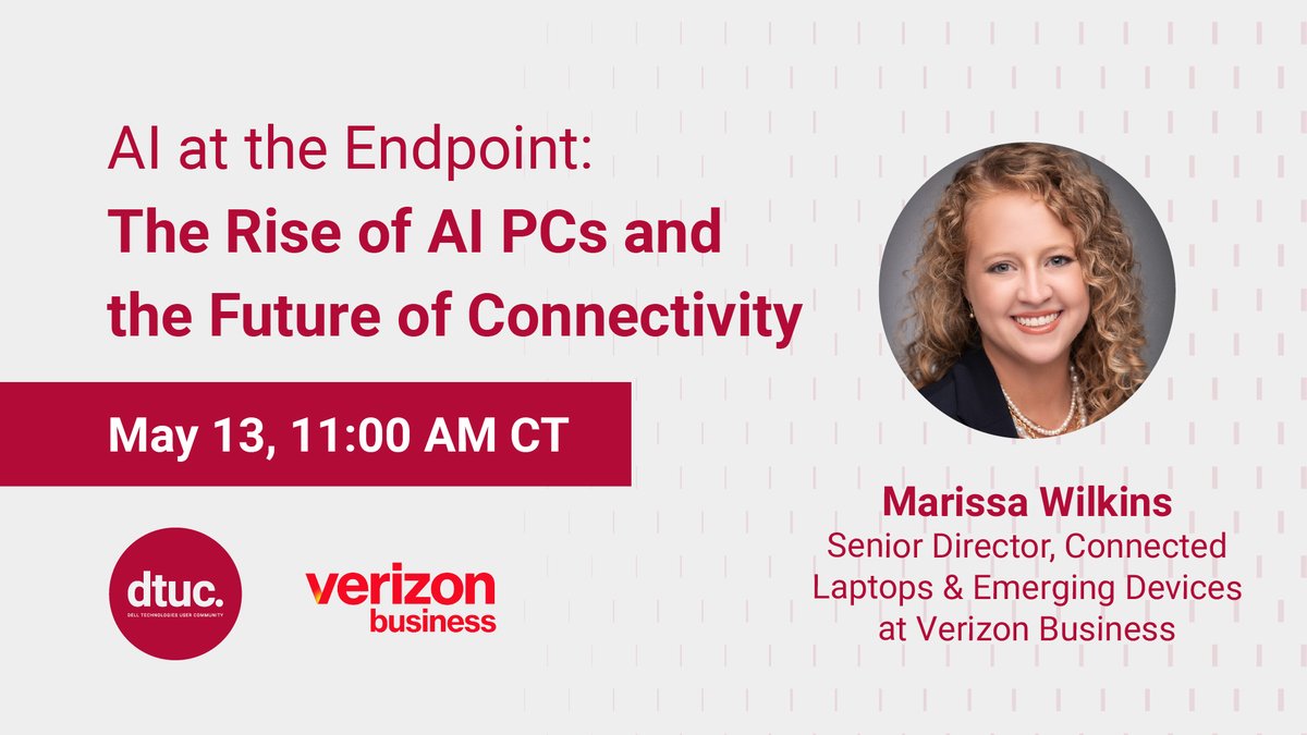 Elevate_Tech_UC's tweet image. Have you registered for our webinar on AI PCs and the future of 5G connectivity? Hear from Marissa Wilkins (Verizon Business), Senior Director for Connected Laptops & Emerging Devices, on addressing business needs in this evolving landscape. Register: hubs.ly/Q03jb1Tb0