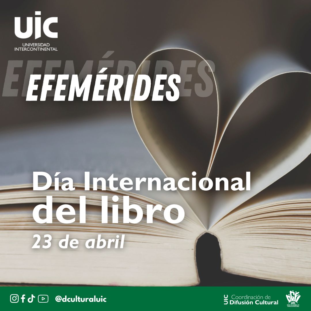 📚Hoy es el 𝐃𝐢́𝐚 𝐈𝐧𝐭𝐞𝐫𝐧𝐚𝐜𝐢𝐨𝐧𝐚𝐥 𝐝𝐞𝐥 𝐋𝐢𝐛𝐫𝐨 y del 𝐃𝐞𝐫𝐞𝐜𝐡𝐨 𝐝𝐞 𝐀𝐮𝐭𝐨𝐫. 📖
Hoy te invitamos a celebrar leyendo un libro y así embarcarte a una aventura mágica. ¿Qué disfrutas leer?

#CulturalUIC #Efemérides #Libros #Literatura