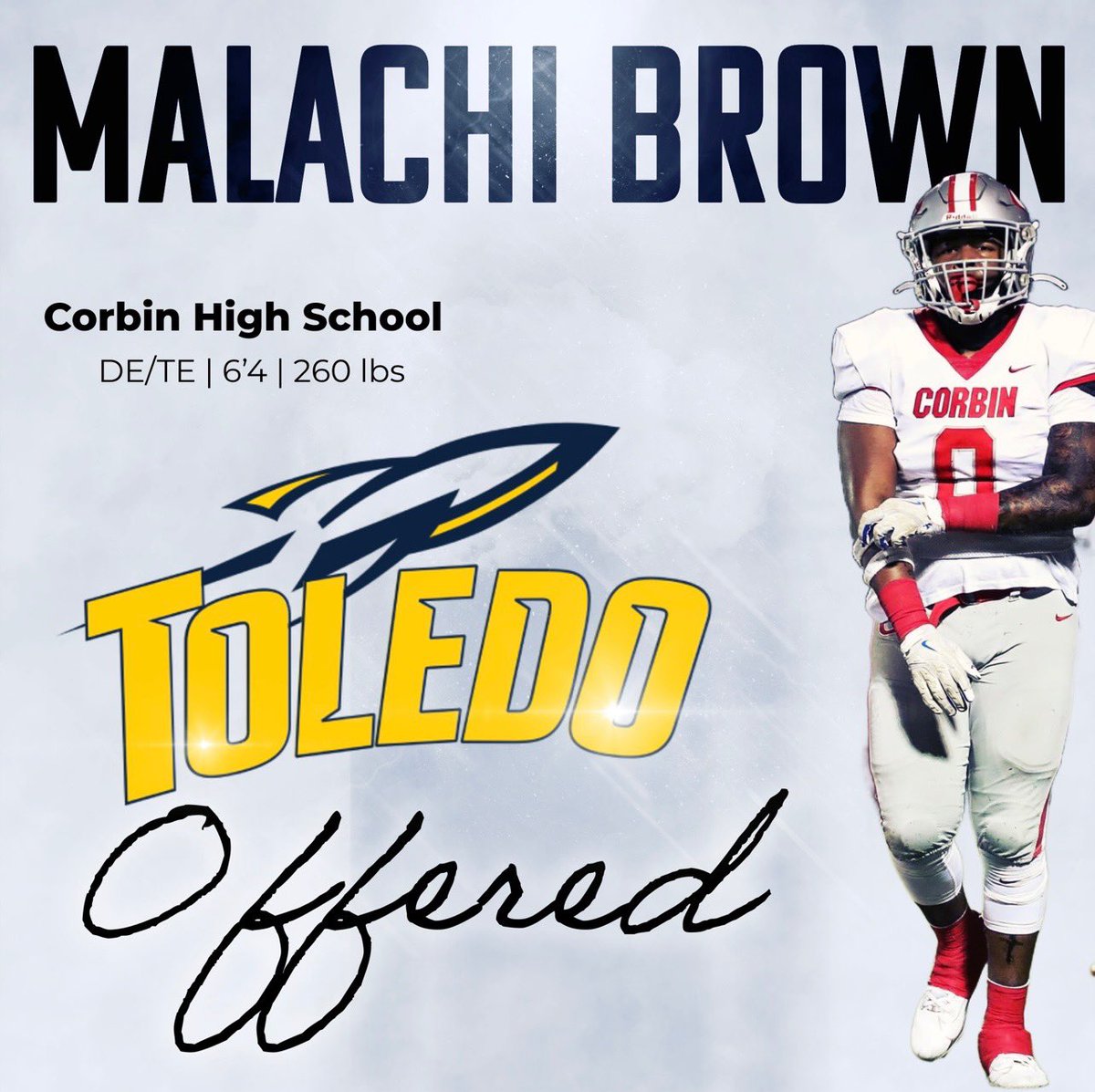 Malachi Brown (@304mali) on Twitter photo After a great conversation with <a href="/CoachFlemWR/">RJ Fleming</a> I am blessed to receive an offer from <a href="/ToledoFB/">Toledo Football</a> <a href="/coachsalmons1/">Luke Salmons</a> <a href="/RedhoundFball/">Redhound Football</a> <a href="/coach_hatCHS/">Luke Hatfield</a> After a great conversation with <a href="/CoachFlemWR/">RJ Fleming</a> I am blessed to receive an offer from <a href="/ToledoFB/">Toledo Football</a> <a href="/coachsalmons1/">Luke Salmons</a> <a href="/RedhoundFball/">Redhound Football</a> <a href="/coach_hatCHS/">Luke Hatfield</a>