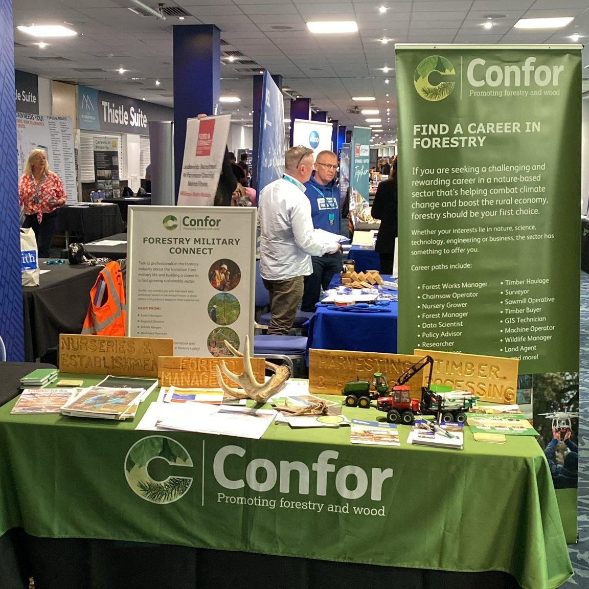 A great turnout at today's CTP Employment Fair in Edinburgh. Confor was there to promote the opportunities offered by the forestry and timber industry.

The Career Transition Partnership (CTP) is the official provider of resettlement support for those leaving the Armed Forces.