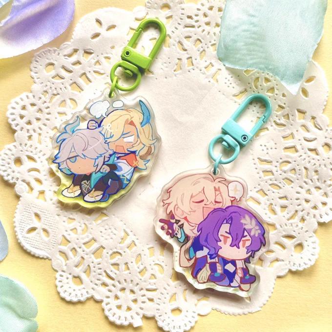 ratiorine + haikaveh charm and mini standees (double-sided!)  #hsr #原神 