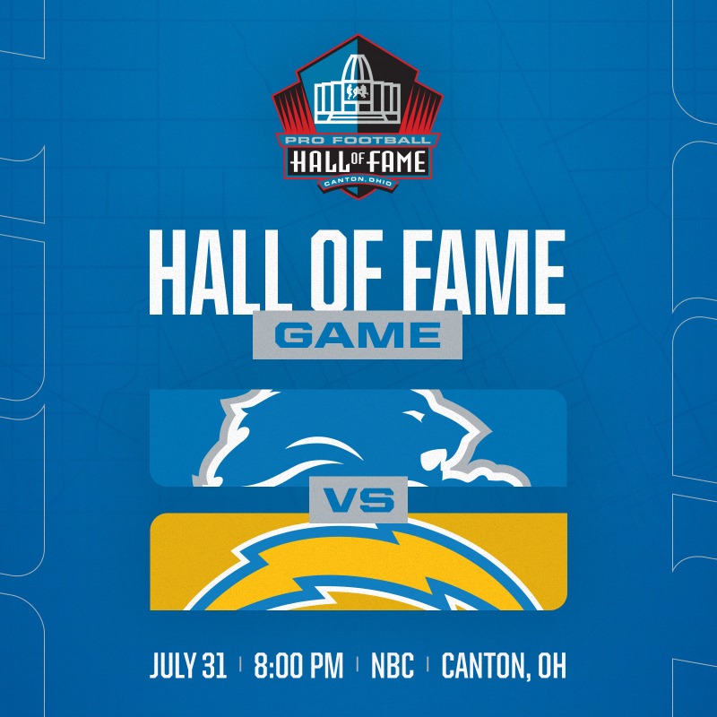 Lions's tweet photo. Kicking things off in Canton 🏈