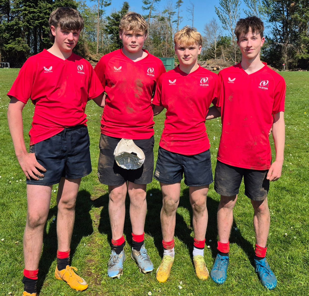 A big congratulations (from L to R) to Finlay Mathers, Ross Niblock, Dawson Knox &amp; Noah Thompson. All 4 boys played in an Ulster Rugby RDS U16 Blitz today. 💪🏉