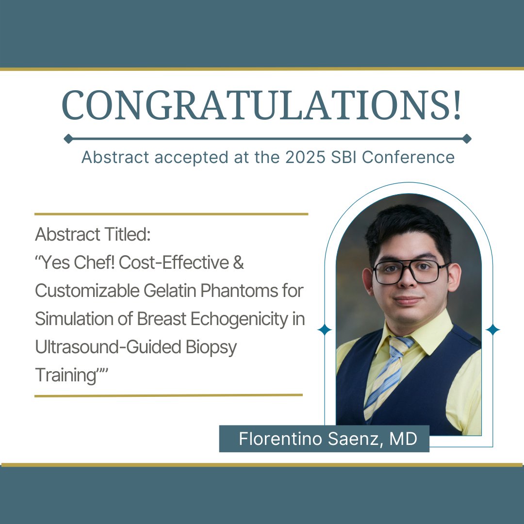 UT Health SA Radiology (@uthealthsarad) on Twitter photo Congratulations Dr. Saenz for your accepted abstract at the 2025 Society of Breast Imaging (SBI) Conference! We are so proud of your hard work! Congratulations Dr. Saenz for your accepted abstract at the 2025 Society of Breast Imaging (SBI) Conference! We are so proud of your hard work!