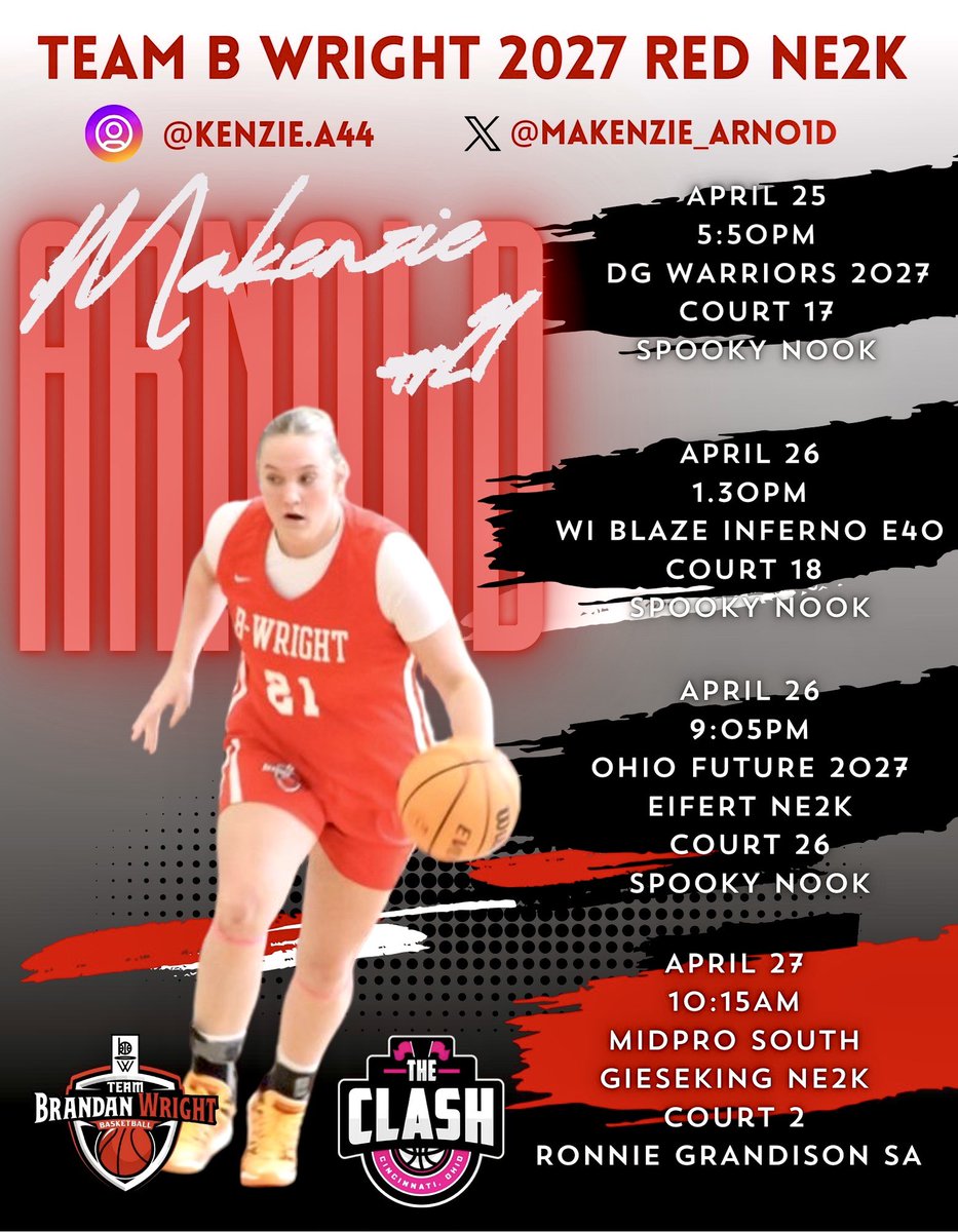 Makenzie Arnold (@makenzie_arno1d) on Twitter photo Taking it to Ohio this weekend with the <a href="/TBWexposure/">Team Brandan Wright</a> family at The Clash! <a href="/Ohio_Basketball/">OhioBasketball.com</a>
<a href="/CoachK_22/">Keri O’Neal</a> <a href="/breunajackon23/">Bre Jackson</a> <a href="/bweakley3/">Bryan Weakley</a>
#beconfident #heartoverhype Taking it to Ohio this weekend with the <a href="/TBWexposure/">Team Brandan Wright</a> family at The Clash! <a href="/Ohio_Basketball/">OhioBasketball.com</a>
<a href="/CoachK_22/">Keri O’Neal</a> <a href="/breunajackon23/">Bre Jackson</a> <a href="/bweakley3/">Bryan Weakley</a>
#beconfident #heartoverhype