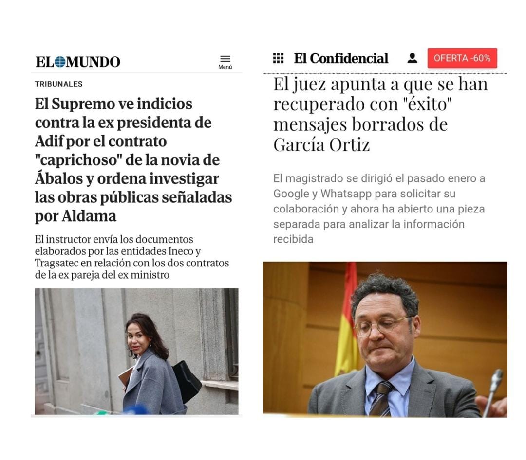 Para no haber nada, solo hoy el Supremo apunta a conductas delictivas de una exalto cargo de Gobierno de Sánchez y abre pieza separada de los mensajes que el fiscal general se apresuró a borrar.

Otro día más en la oficina para Sánchez y los suyos.