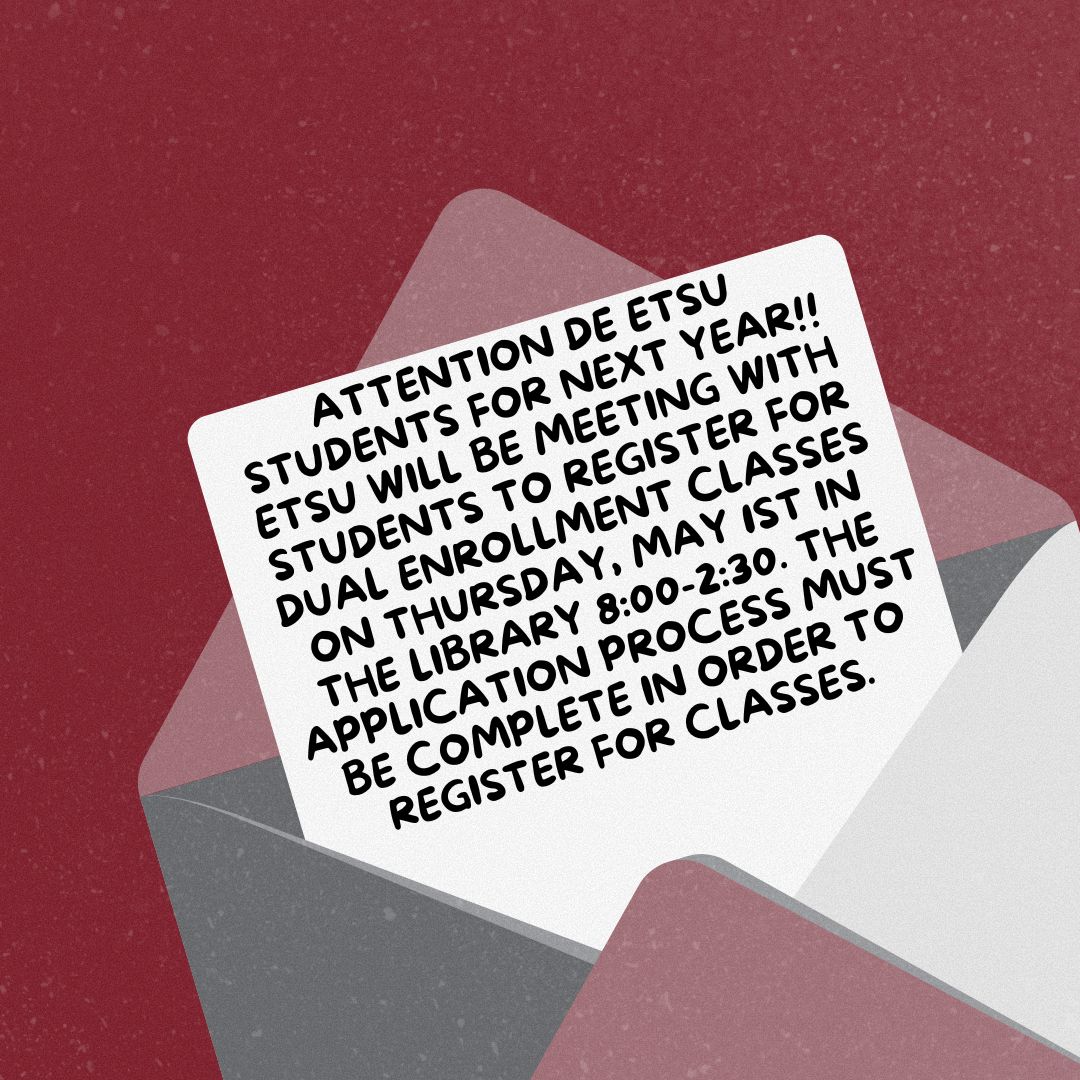 If you are taking ETSU DE classes next year...