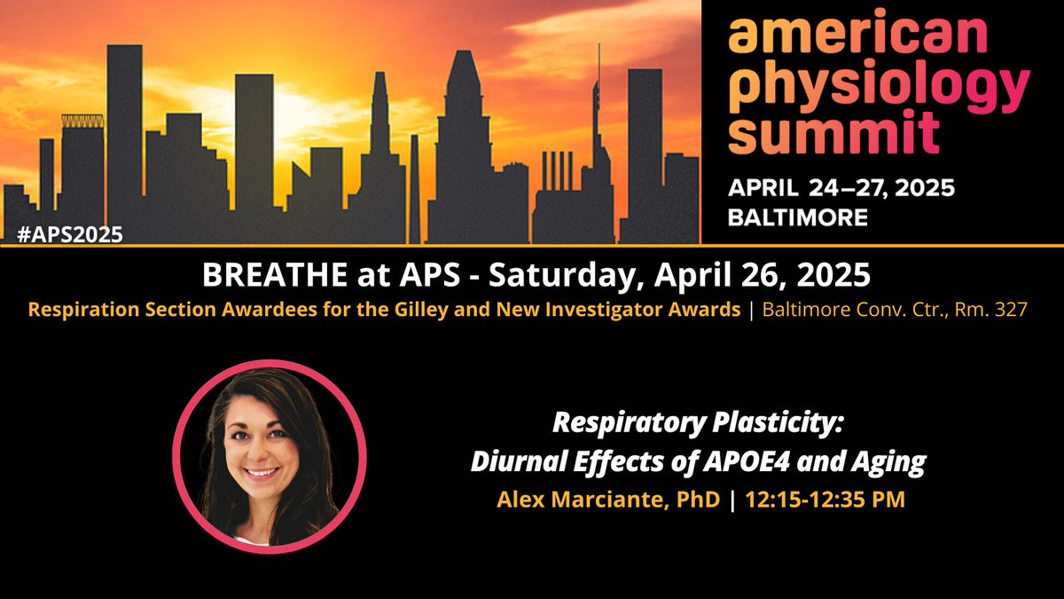 UF.BREATHE (@ufbreathe) on Twitter photo Big news! BREATHE member <a href="/AlexMJ_PhD/">Alexandria Marciante</a> will present her research on "#RespiratoryPlasticity: Diurnal Effects of APOE4 & Aging." But that's not allโshe's also the recipient of the Giles F. Filley Memorial Award for Excellence in Respiratory Physiology & Medicine! Congrats!๐ฅณ#APS2025 Big news! BREATHE member <a href="/AlexMJ_PhD/">Alexandria Marciante</a> will present her research on "#RespiratoryPlasticity: Diurnal Effects of APOE4 & Aging." But that's not allโshe's also the recipient of the Giles F. Filley Memorial Award for Excellence in Respiratory Physiology & Medicine! Congrats!๐ฅณ#APS2025