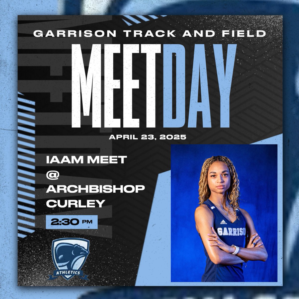 Garrison Track and Field is competing today at Archbishop Curley for their IAAM Meet!!! The meet begins today at 2:30pm.  Good luck Grizzlies!!!  #GOGRIZZLIES