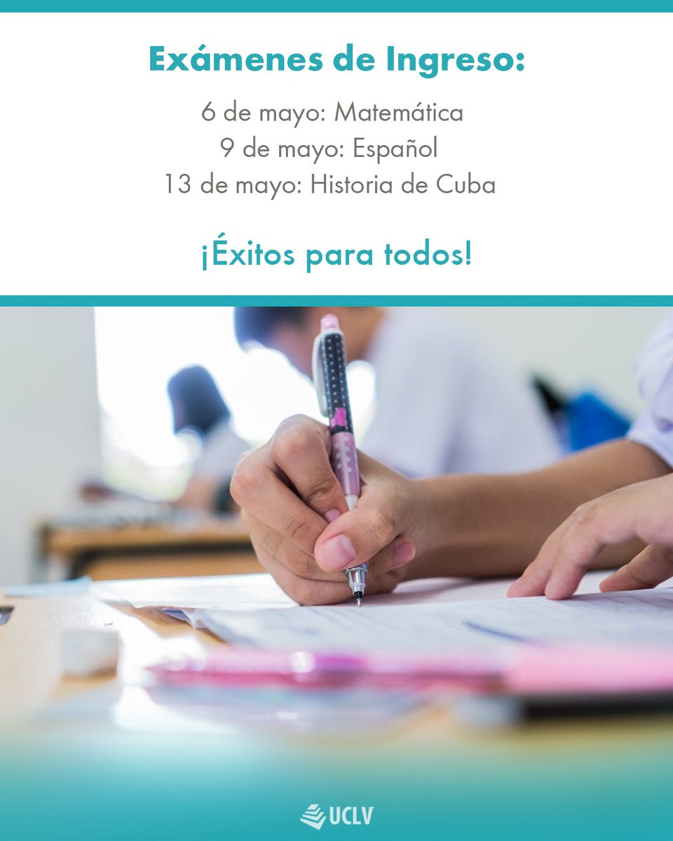 ✍️ Ya casi llega este momento crucial para la vida de muchas familias cubanas, las pruebas de ingreso para entrar a la Educación Superior; desde esta casa de altos estudios le deseamos #éxitos a todos los que van a presentarse a los exámenes 🤓.
