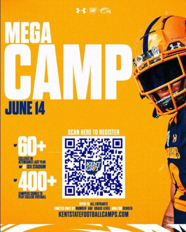 I will be attending Kent States Mega Camp June 14th! Thank you <a href="/TreyKingDPP/">Trey King</a> for the invite! <a href="/PrepRedzoneKY/">Prep Redzone Kentucky</a> <a href="/LippertScouting/">Ryan Lippert</a> <a href="/drew_toennies/">Drew Toennies</a> <a href="/AdamT_16/">Adam Turner</a> <a href="/kcdfootball/">Kentucky Country Day Football</a> <a href="/KCDFootball1/">Coach Matthew Jones</a> <a href="/KYFUTURESTARS/">Ricco Hughes</a>  <a href="/BigSkippin_75/">Coach Jordan Harris</a>