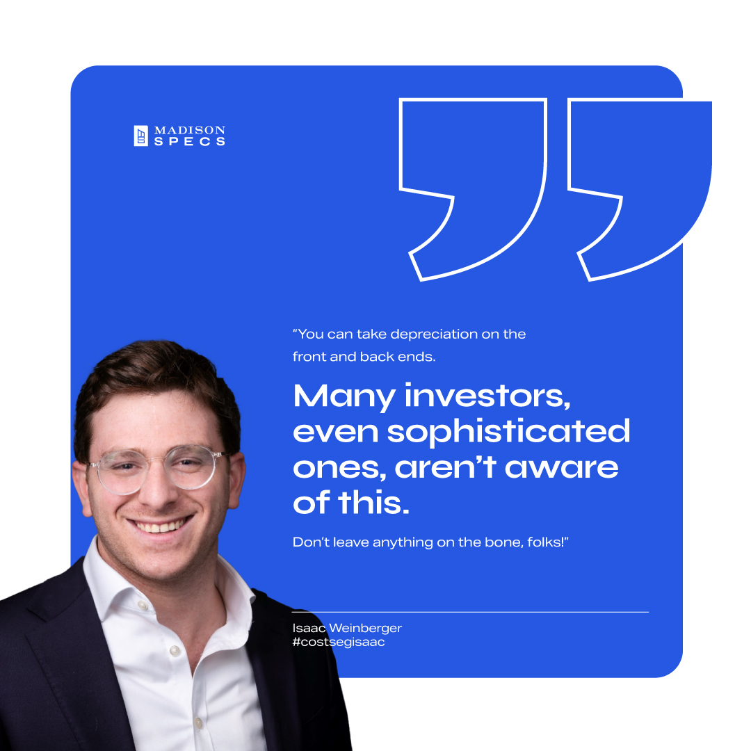 Cost Seg expert Isaac Weinberger says: Don’t leave anything on the bone! A property can potentially benefit from Cost Segregation twice- once on acquisition, and once after renovation. #taxsavings #costsegregation #depreciation