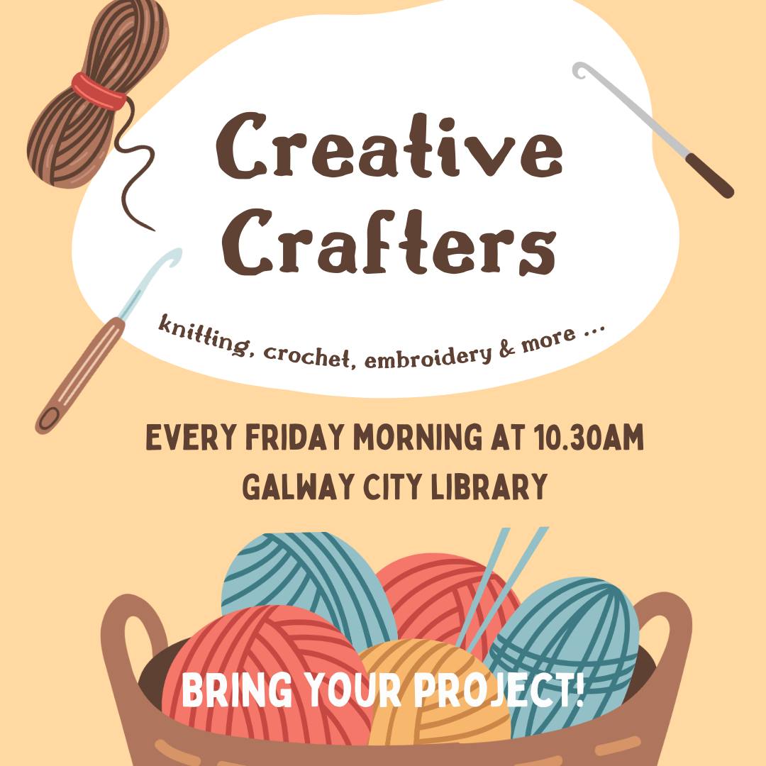 Galway City Library (@galwaycitylib) on Twitter photo Come along to Creative Crafters every Friday morning at 10.30am. Booking is not required. Please be advised that participants must bring their own project.
#fibrecrafts #knitting #crochet #embroidery #AtYourLibrary
<a href="/GalwayCoCo/">Galway County Council</a> <a href="/GalwayCityCo/">Galway City Council</a> Come along to Creative Crafters every Friday morning at 10.30am. Booking is not required. Please be advised that participants must bring their own project.
#fibrecrafts #knitting #crochet #embroidery #AtYourLibrary
<a href="/GalwayCoCo/">Galway County Council</a> <a href="/GalwayCityCo/">Galway City Council</a>