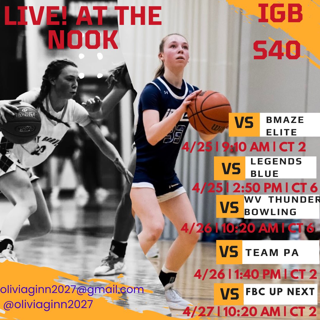Olivia Ginn (@oliviaginn2027) on Twitter photo Looking forward to Live! At the Nook with my <a href="/IGB_16U_S40_EPP/">IGB 16U S40 EPP</a> teammates!
DMโs are open. Contact <a href="/CoachChris818/">๐ซ๐๐๐๐๐๐ ๐ช๐๐๐๐๐๐๐๐๐๐</a> for recruiting.
<a href="/WorldExposureWB/">World Exposure Report Womenโs Basketball</a> <a href="/IGB_Hoops/">Indiana Girls Basketball</a> <a href="/SelectEventsBB/">Select Events Basketball</a> <a href="/alyxwhite_/">Alyx White</a> <a href="/PGHAkeem/">Akeem Webb</a> <a href="/vaughtsviews/">Vaughts' Views</a> <a href="/_BlakeDerrick/">Blake Derrick</a> <a href="/MeadeHoops/">Amanda Meade</a> <a href="/TopPreps/">College Coach / College Scout / College Recruiter</a> <a href="/JrAllStarBB/">Jr. All-Star Girls Basketball</a> Looking forward to Live! At the Nook with my <a href="/IGB_16U_S40_EPP/">IGB 16U S40 EPP</a> teammates!
DMโs are open. Contact <a href="/CoachChris818/">๐ซ๐๐๐๐๐๐ ๐ช๐๐๐๐๐๐๐๐๐๐</a> for recruiting.
<a href="/WorldExposureWB/">World Exposure Report Womenโs Basketball</a> <a href="/IGB_Hoops/">Indiana Girls Basketball</a> <a href="/SelectEventsBB/">Select Events Basketball</a> <a href="/alyxwhite_/">Alyx White</a> <a href="/PGHAkeem/">Akeem Webb</a> <a href="/vaughtsviews/">Vaughts' Views</a> <a href="/_BlakeDerrick/">Blake Derrick</a> <a href="/MeadeHoops/">Amanda Meade</a> <a href="/TopPreps/">College Coach / College Scout / College Recruiter</a> <a href="/JrAllStarBB/">Jr. All-Star Girls Basketball</a>