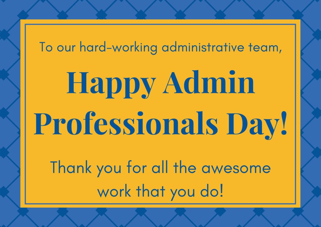 Happy Administrative Professionals Day!

Thank you, Mrs. Dann, Mrs. Alexander, Mrs. Jensen, Mrs. Badman, Ms. Mayhall, and Mrs. Jones for all you do for our students, schools, and communities. We appreciate you!