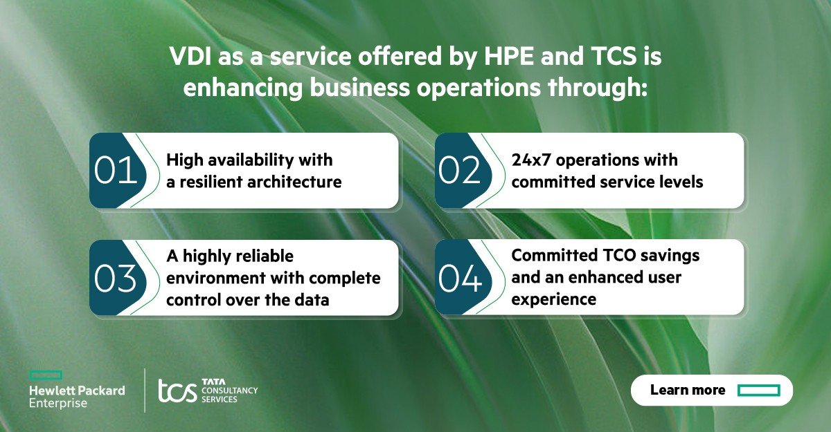 HPE_Alliances's tweet image. Deliver a wide range of business benefits with VDI as a service offered by @HPE and @TCS. Discover how this solution offers a highly reliable environment for an enhanced user experience: hpe.to/60122r5Ip
#HPEAlliances