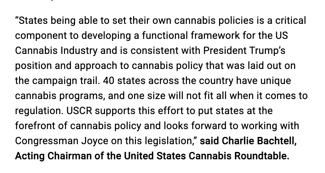 USCRorg's tweet image. Last week, @RepDaveJoyce, @RepMaxMiller, and @repdinatitus reintroduced the STATES Act 2.0 to give each state the power to decide how cannabis is regulated within its borders. USCR added its voice of support: joyce.house.gov/posts/joyce-mi…