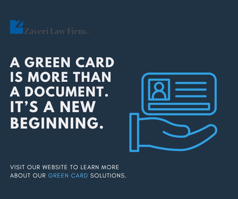 ZaveriLawFirm's tweet image. Ready to make the U.S. your permanent home? Zaveri Law Firm P.C. is here to assist with your green card application. Contact us to learn more.
#USResidency #GreenCardProcess 

bit.ly/3x8pdkU