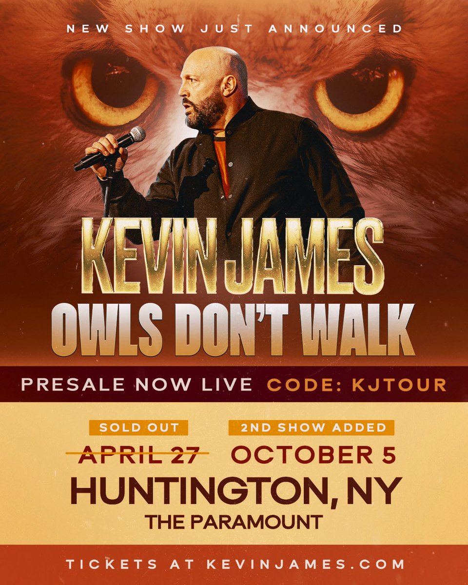 Your tickets here:  KevinJames.com.